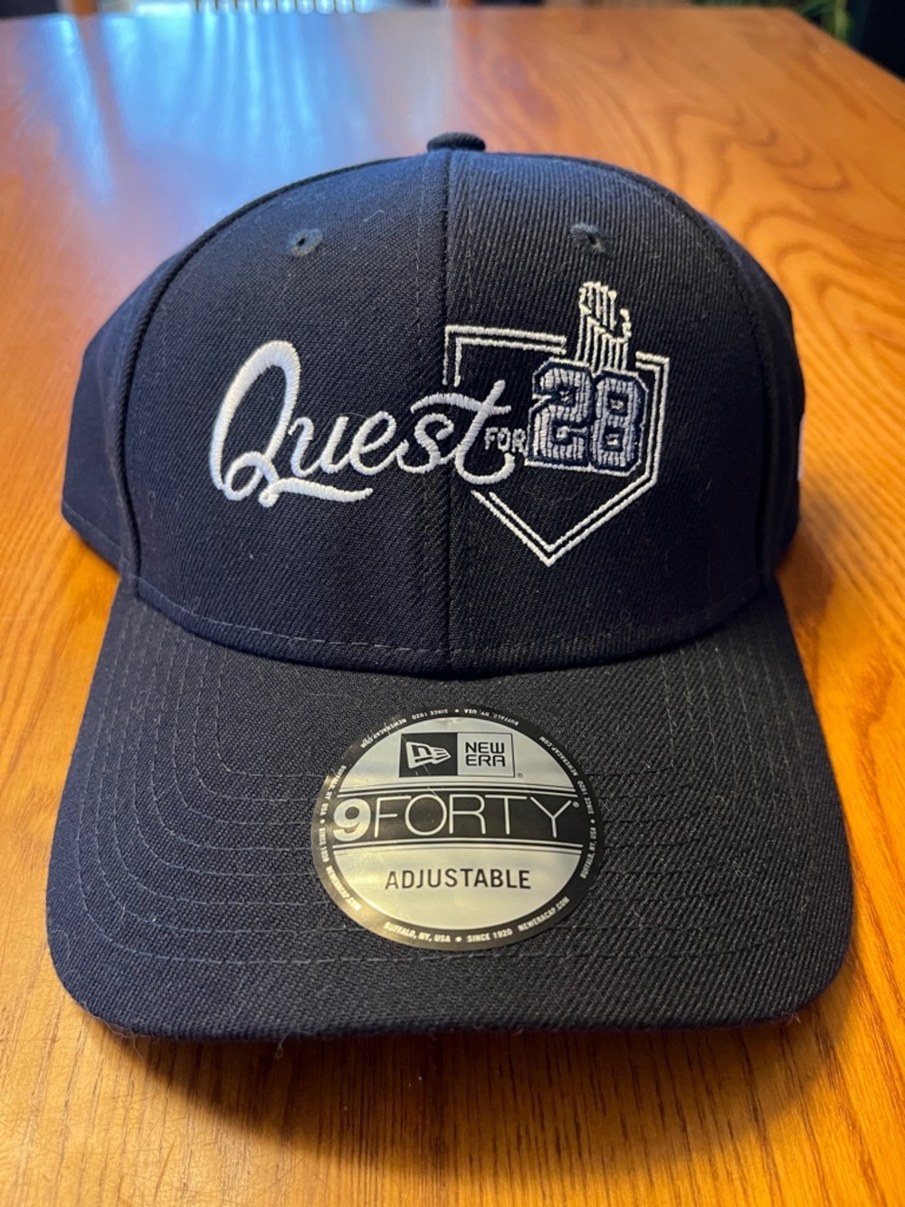 NWT New Era Yankees Cap with White 'Quest for 28' Embroidery